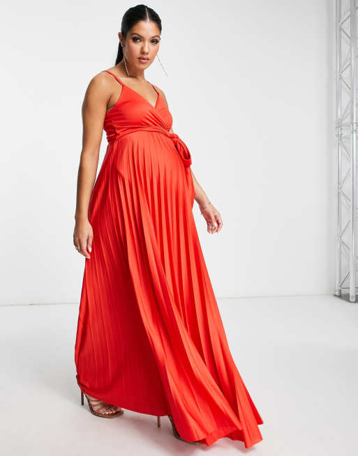 ASOS Maternity, Dresses, Asos Design Maternity Cami Strappy Midi Dress  Ruched Pink Red Polka Dot 6