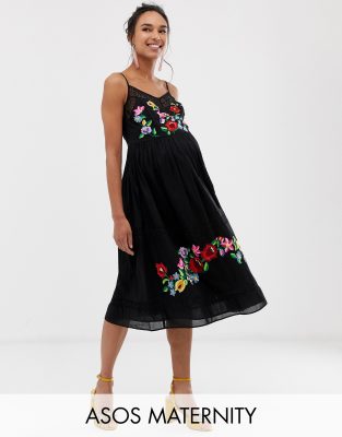 asos embroidered maternity dress