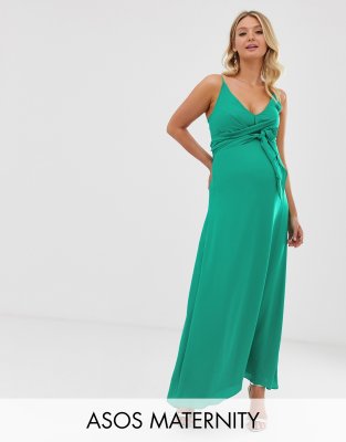 asos design cami wrap maxi dress with tie waist