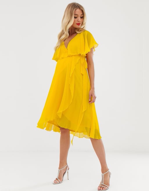 Asos cape back clearance dipped hem midi dress