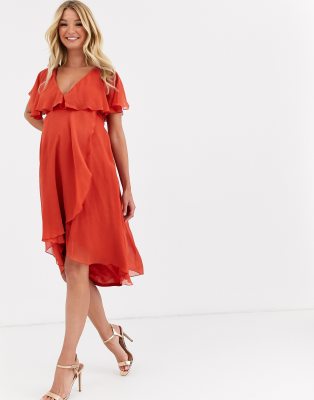 asos design cape back dipped hem midi dress