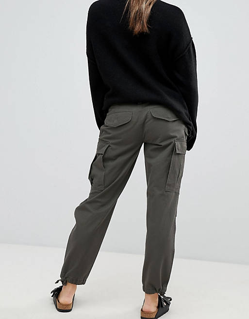 ASOS DESIGN Maternity cargo pants in khaki with under the bump waistband