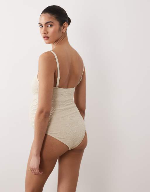 ASOS DESIGN Maternity - Cassi - Badpak met V-beugel in licht champagne, 3 van 4