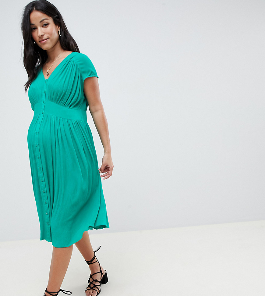 ASOS DESIGN Maternity casual midi tea dress-Green