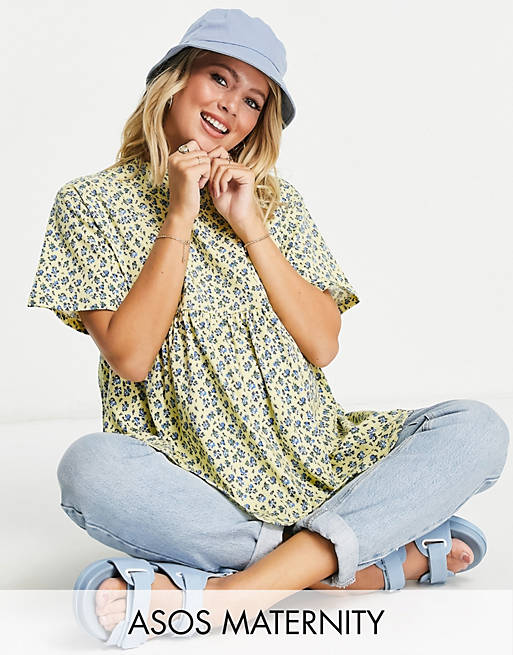  Shirts & Blouses/Maternity casual smock top in ditsy print 