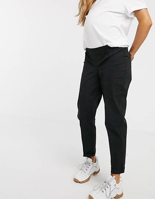 Trousers & Leggings Maternity chino trousers in black with under the bump waistband 