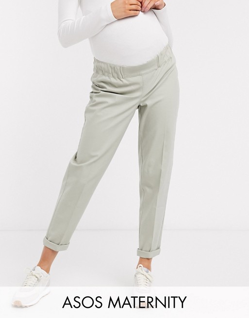 ASOS DESIGN Maternity chino trousers in sage