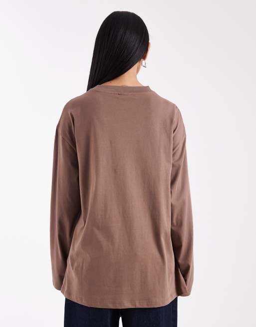 ASOS DESIGN Maternity - Chokoladebrun langærmet amme-T-shirt, 3 af 4