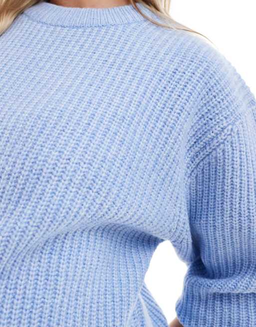 ASOS DESIGN Maternity chunky crew neck rib jumper in baby blue | ASOS