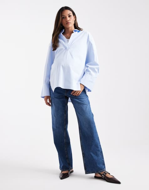 ASOS DESIGN Maternity baggy jeans in dark blue 