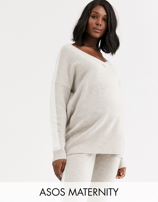 ASOS DESIGN Maternity co-ord jumper with tipping