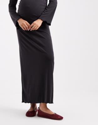 Asos Maternity Asos Design Maternity Co-ord Modal Slinky Column Maxi Skirt In Black