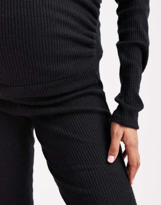 ASOS DESIGN Maternity co-ord ribbed flare trousers in black, 5 of 5