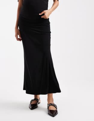 Asos Maternity Asos Design Maternity Co-ord Slinky Column Maxi Skirt In Black