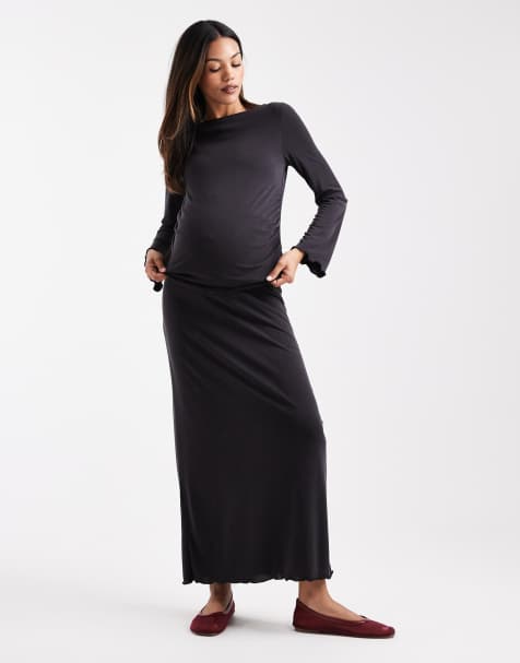 ASOS DESIGN Maternity co-ord slinky in black - view 1