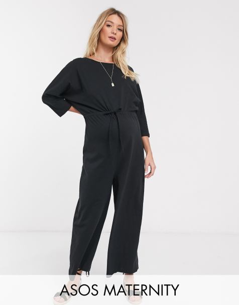 ASOS DESIGN Maternity - Combinaison casual nouée à la taille en jersey flammé