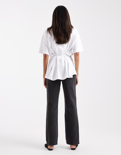 ASOS DESIGN Maternity comfort stretch straight jeans in washed black, 3 of 5