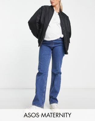 ASOS Maternity ASOS DESIGN Maternity comfort stretch straight leg jean in mid blue