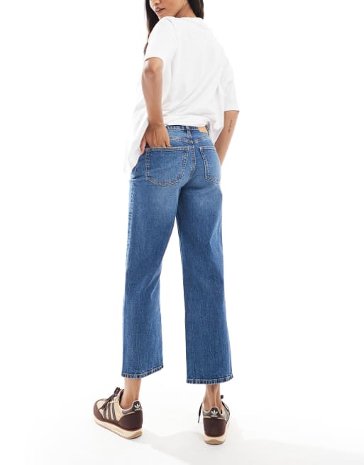 ASOS DESIGN Maternity comfort stretch straight leg jeans in authentic mid blue