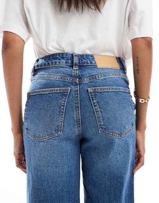 ASOS DESIGN Maternity comfort stretch straight leg jeans in authentic mid blue