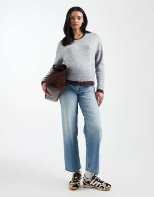 ASOS DESIGN Maternity comfort stretch straight leg jeans in authentic mid blue