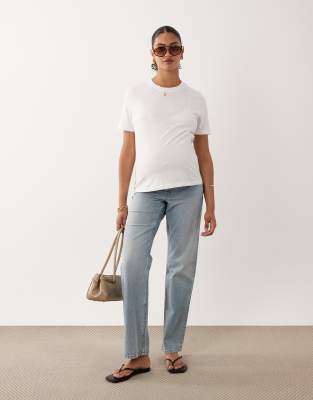 Asos Maternity Asos Design Maternity Comfort Stretch Straight Leg Jeans In Blue