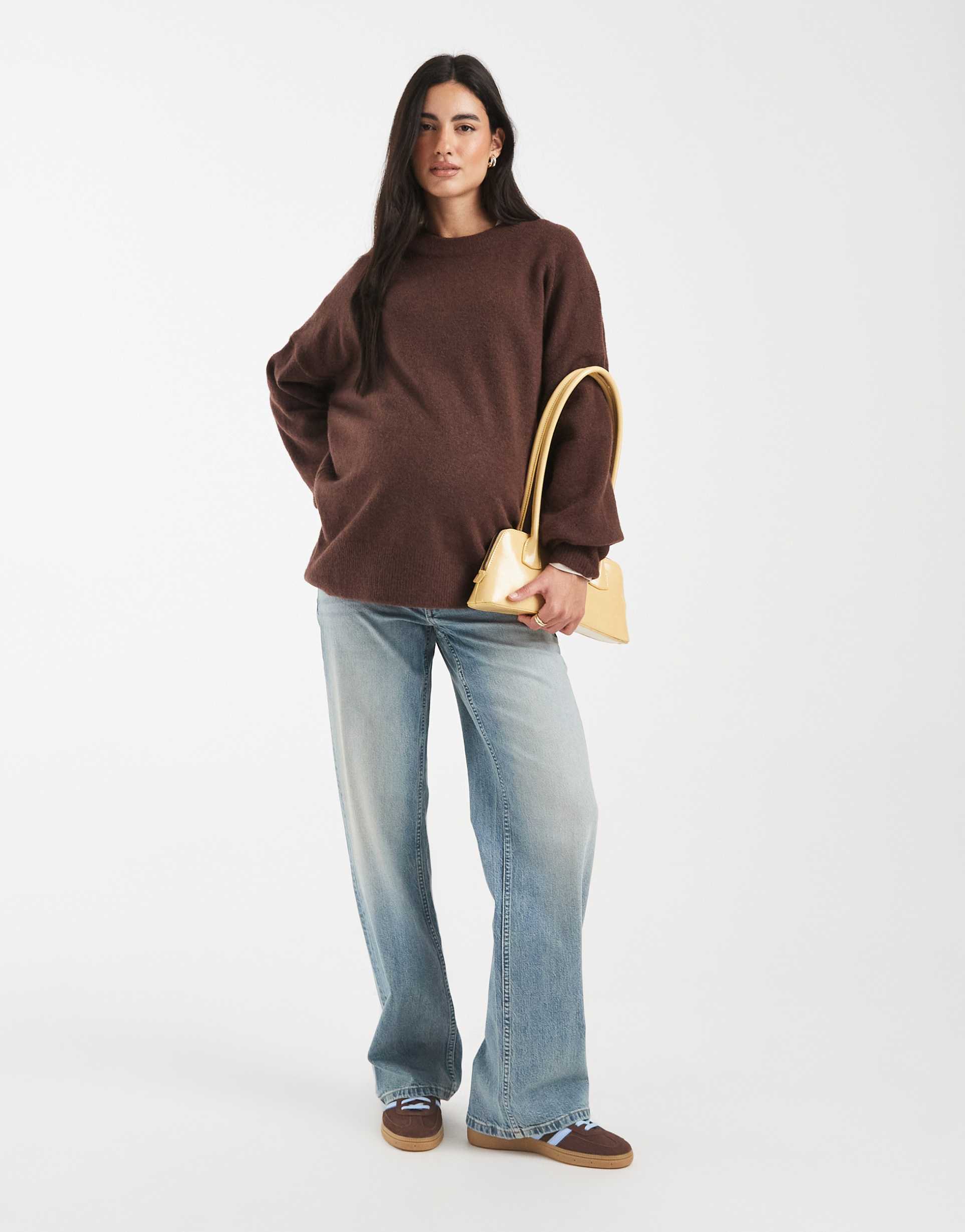 asos design maternity comfort stretch straight leg jeans in vintage wash