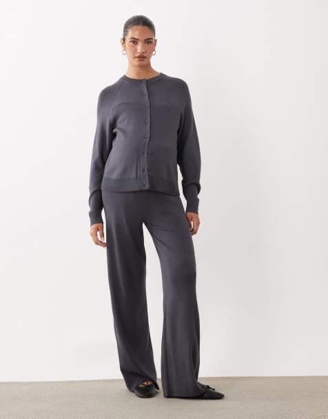 ASOS DESIGN Maternity compact knit straight leg pants in charcoal (part of a set) - view 1