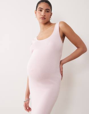 ASOS DESIGN Maternity cotton blend scoop back dress in pink