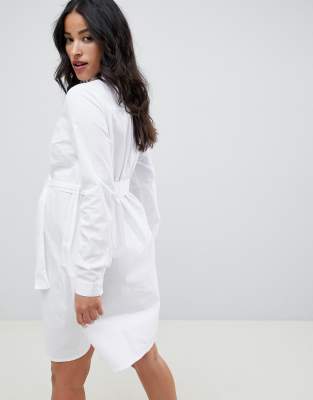 asos design cotton mini shirt dress