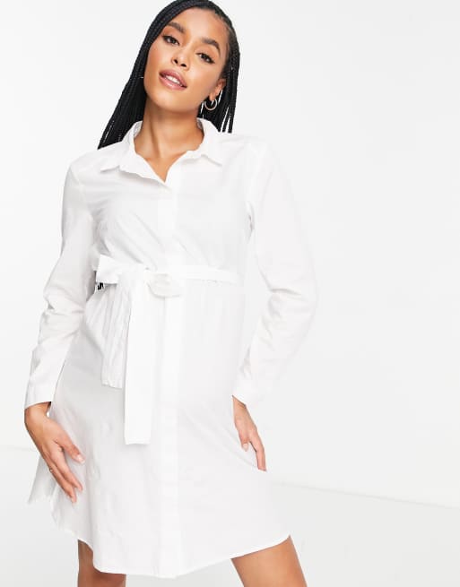 ASOS DESIGN cotton mini shirt dress in white