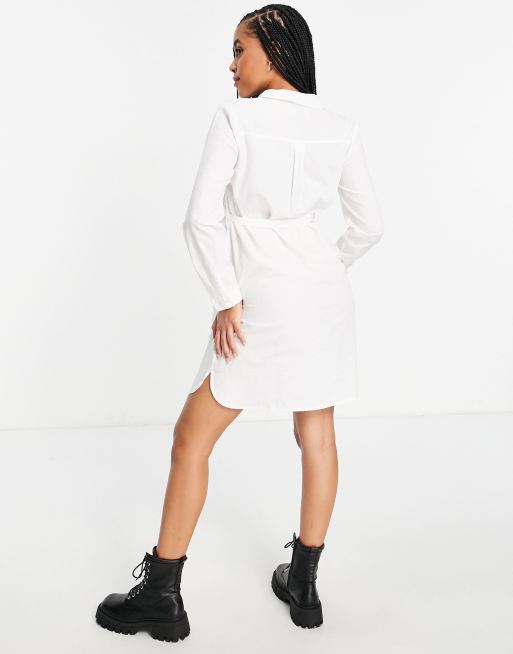 ASOS DESIGN cotton mini shirt dress in white