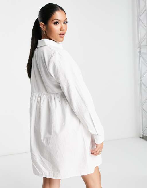 ASOS DESIGN Maternity cotton mini smock shirt dress in white ASOS