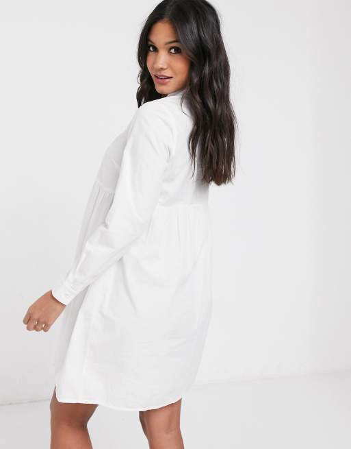 ASOS DESIGN Maternity cotton mini smock shirt dress in white, 2 of 4