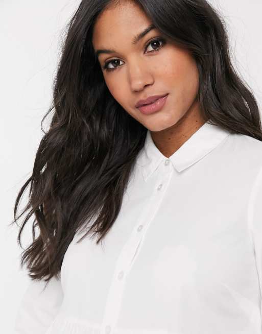 ASOS DESIGN Maternity cotton mini smock shirt dress in white, 3 of 4