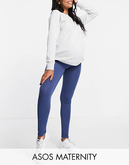 ASOS DESIGN Maternity cotton modal over the bump supersoft leggings in slate