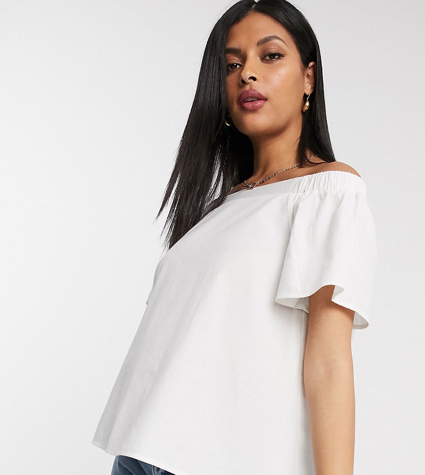 ASOS DESIGN Maternity cotton off shoulder top in Ivory-White