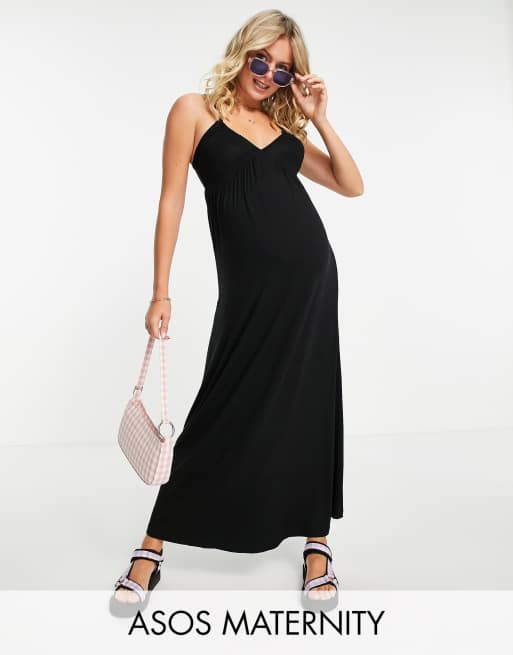 ASOS DESIGN Maternity cupped detail maxi dress in black