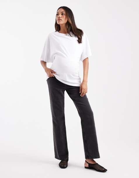 ASOS DESIGN Maternity comfort stretch straight jean in washed black