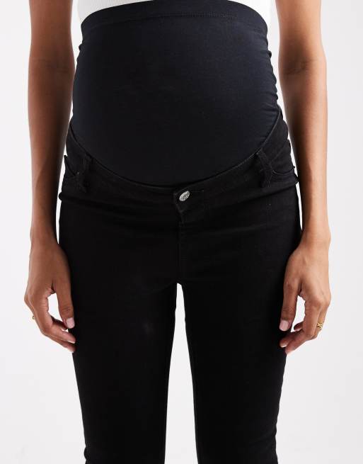 ASOS DESIGN Maternity – Czarne jeansy zasłaniające brzuch o dopasowanym kroju, 5 z 5