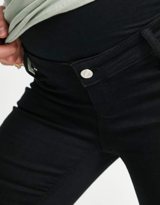 ASOS DESIGN Maternity – Czarne obcisłe jeansy zasłaniające brzuch, 3 z 4
