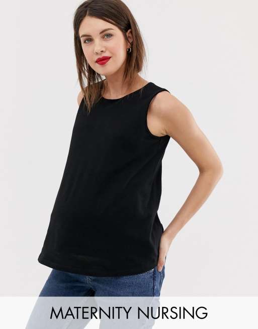 ASOS DESIGN Maternity – Czarny warstwowy podkoszulek do karmienia piersią