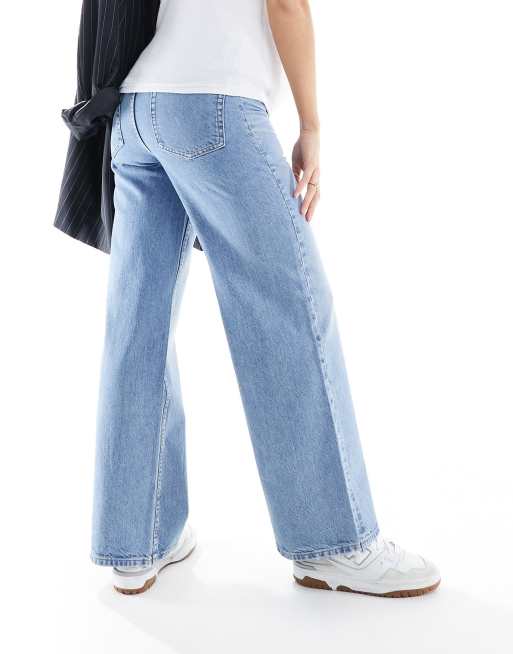 ASOS DESIGN Maternity - Dad jeans met wijde pijpen in middenblauw, 4 van 5