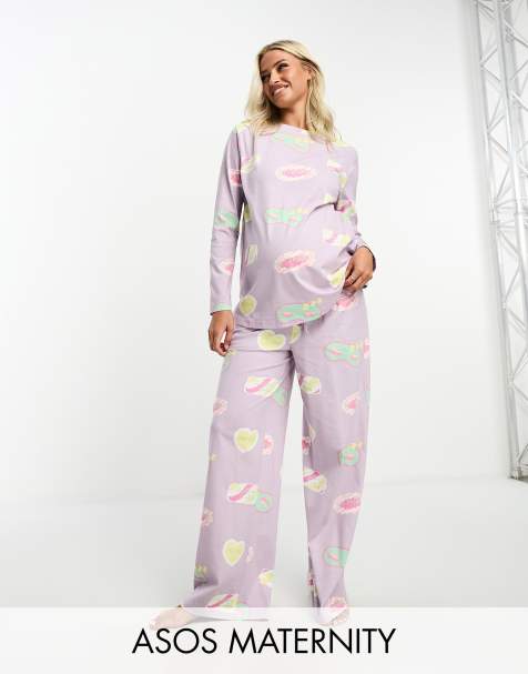 Maternity Wrap Front Nursing Pajama Pants Set