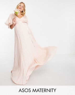 Robes demoiselle d'honneur DESIGN Maternity - Demoiselle d'honneur - Robe longue plissée à manches évasées et liens croisés à la taille