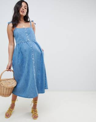 asos denim maternity dress