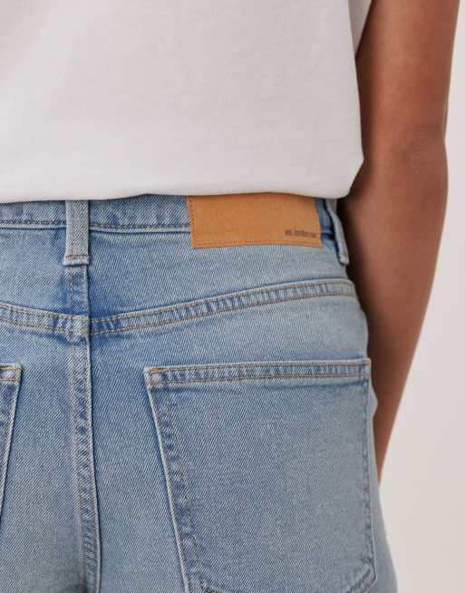 ASOS DESIGN Maternity denim comfort mom short in mid blue, 5 of 5