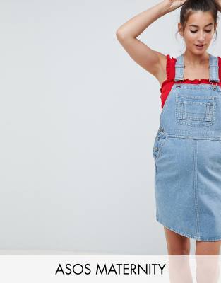 maternity denim dungaree dress