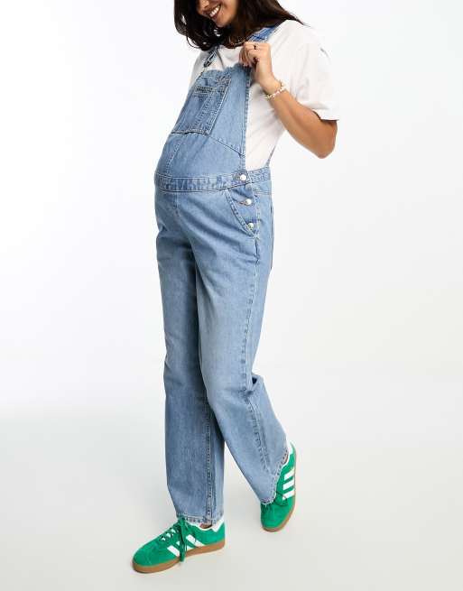 ASOS DESIGN denim dungaree in mid blue