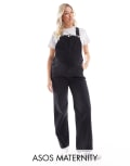 [ASOS Maternity] ASOS DESIGN Maternity denim dungaree in washed black 8 Washed black